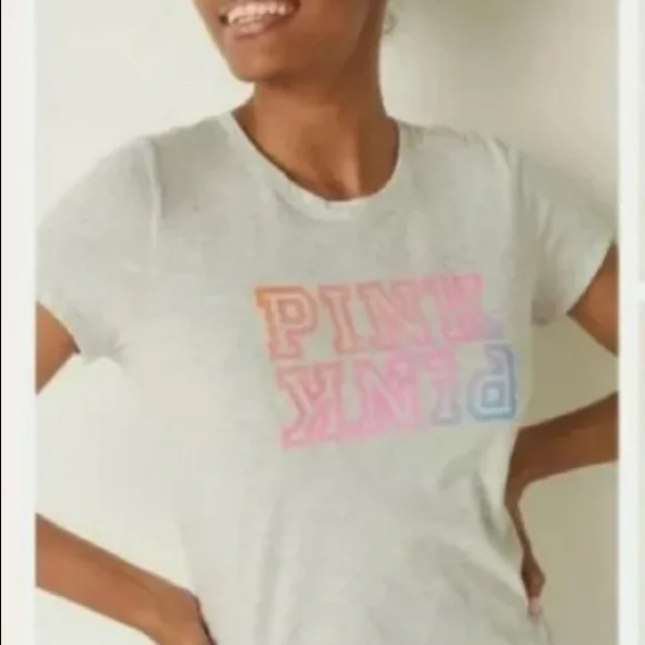 Victoria’s Secret PINK Heather Grey Pink Neon Bubble Gradient Size XL - Picture 3 of 13